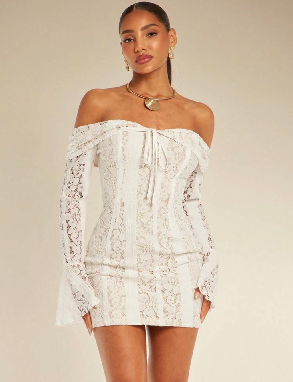 DALIA - Lace Feminine Dress - White