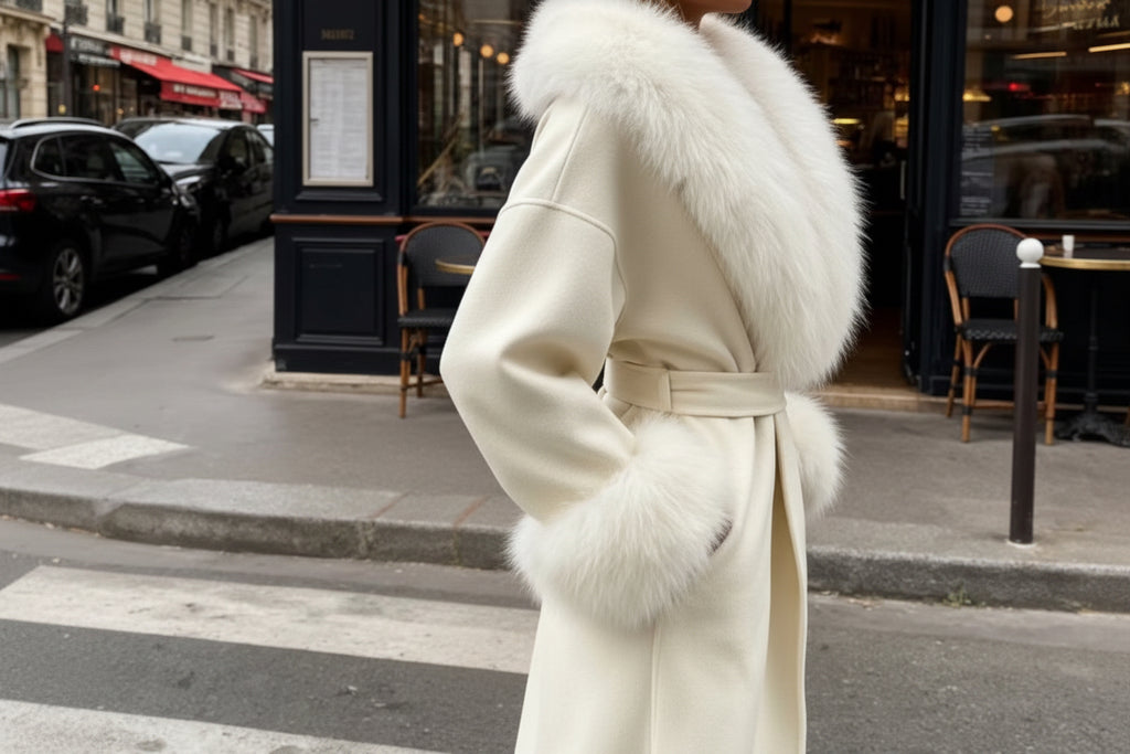 DALIA - Woolen Coat Women Chic Long - White