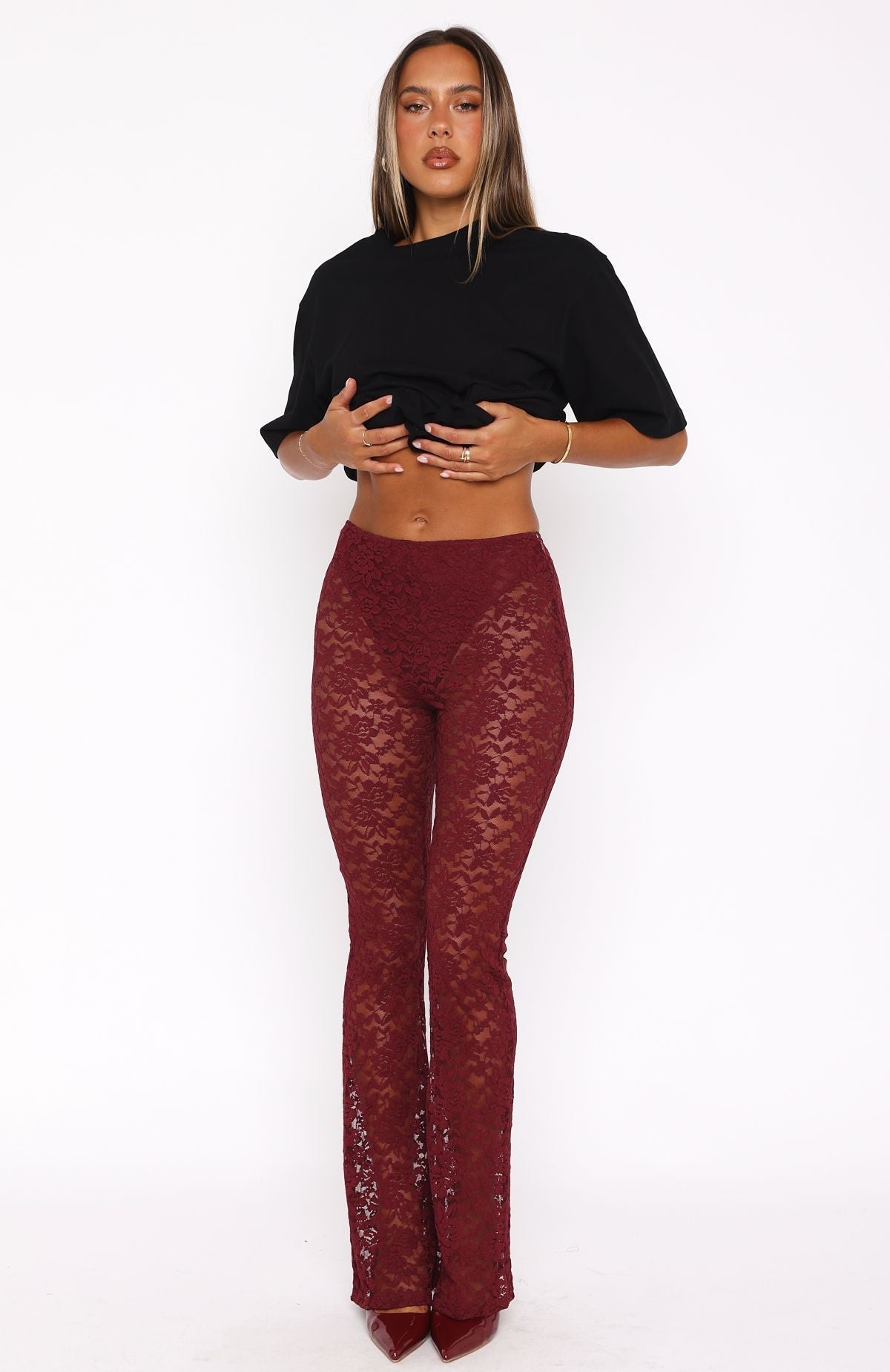 DALIA - Lace Pants Wine