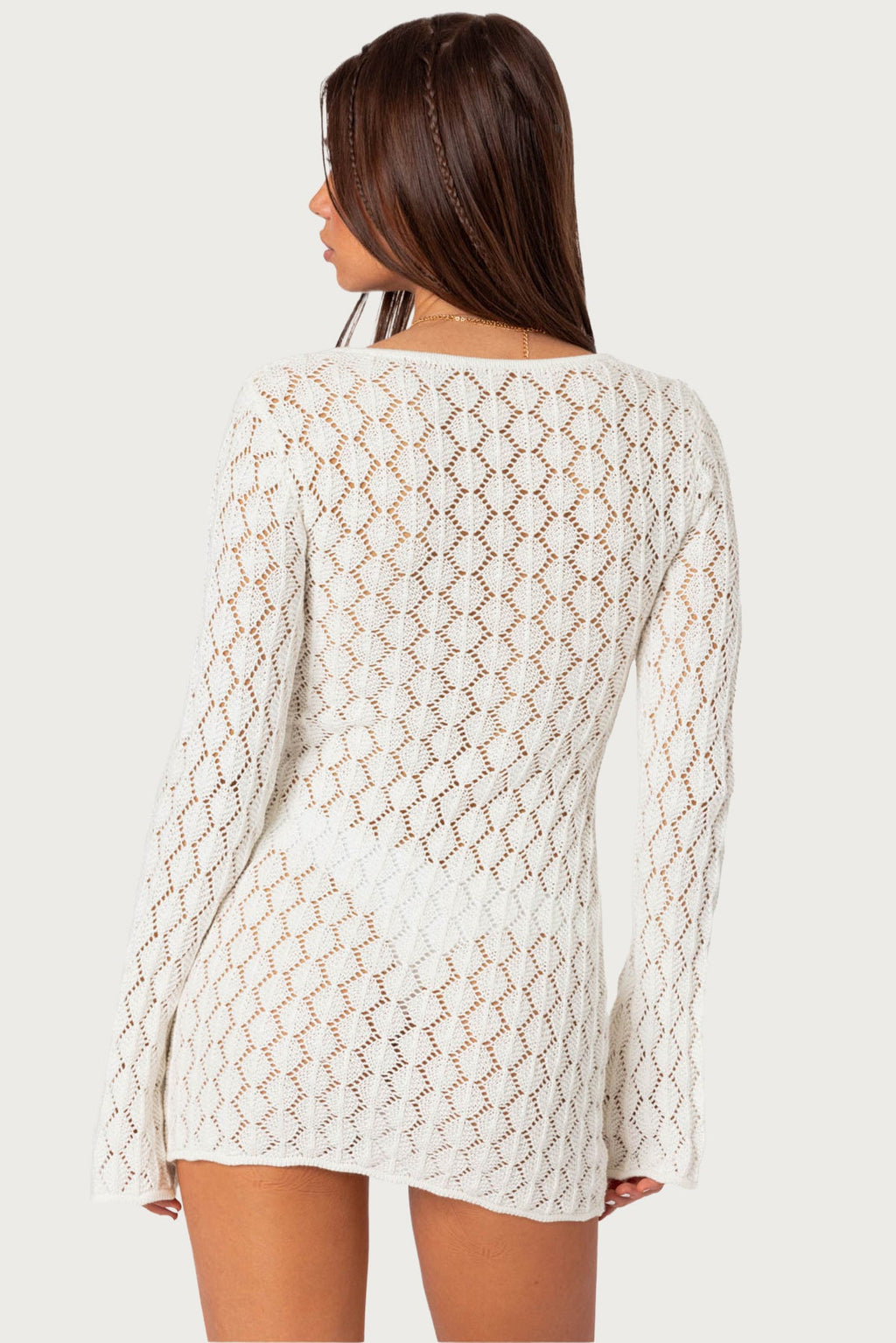 DALIA - Cut Out Crochet Mini Dress - White