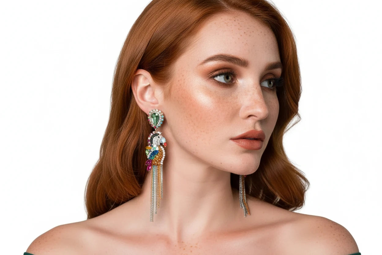 Kolczyki z diamentami Opal Parrot