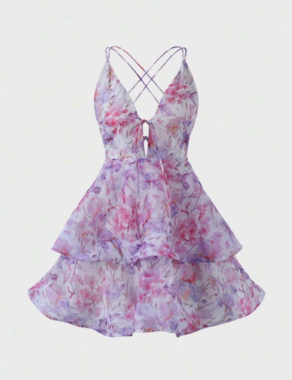 DALIA - Floral Ruffle Mini Dress - Pink