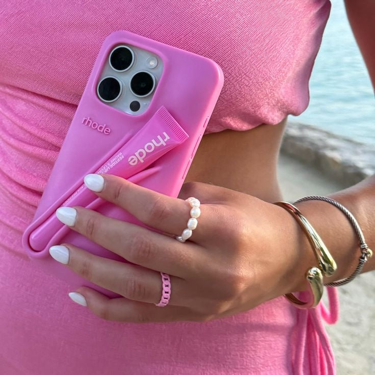 Rhode Phone Case Rose + Lip Gloss