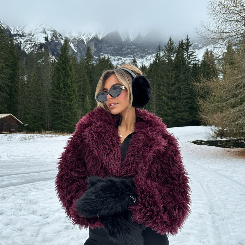 DALIA - Faux Fur Coat - Cherry