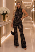 DALIA - Lace Backless Jumpsuit - Black