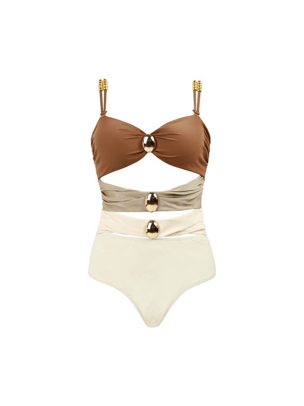 DALIA - Cutout One Piece Swimsuit - Coffee