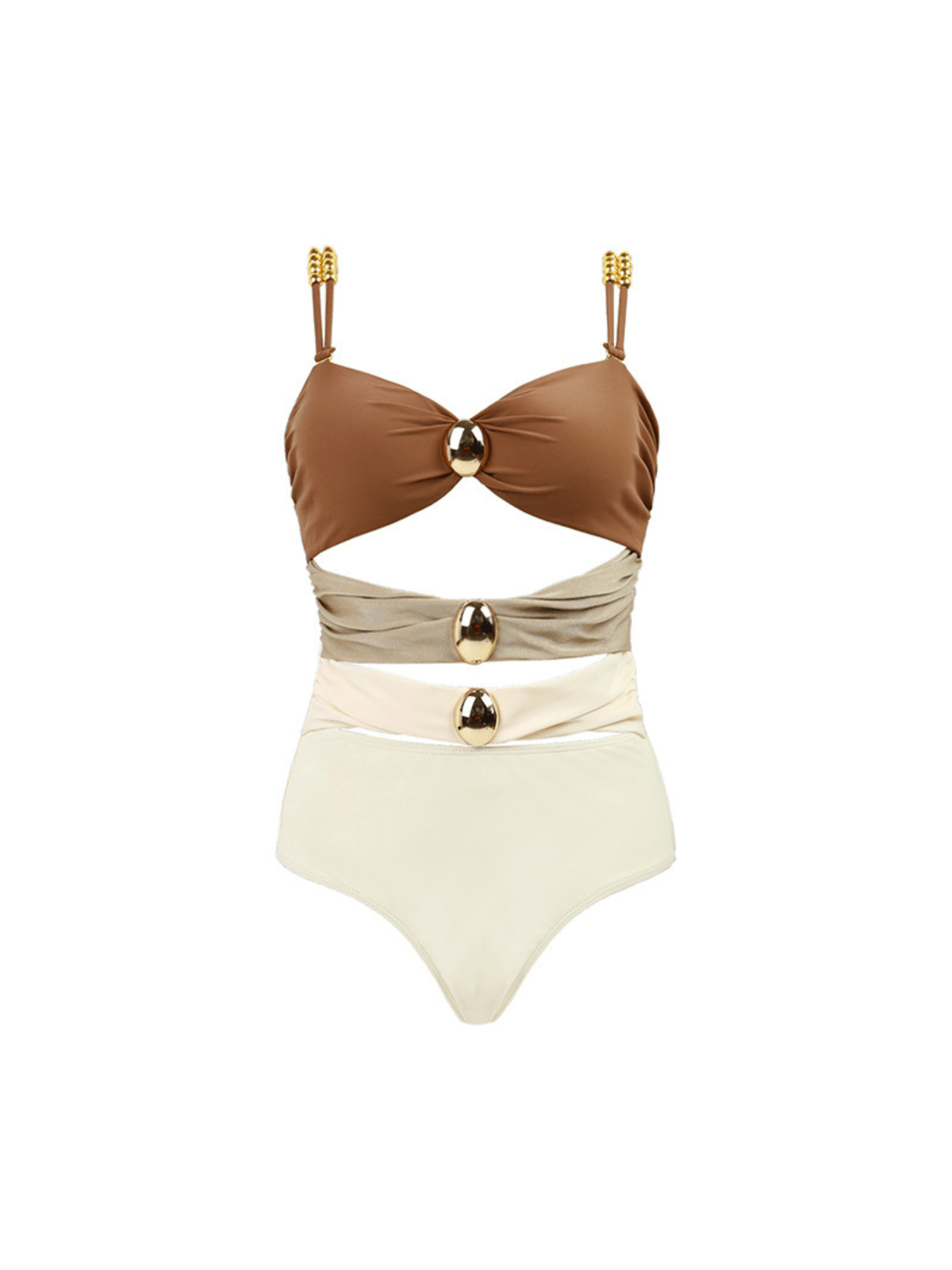 DALIA - Cutout One Piece Swimsuit - Coffee