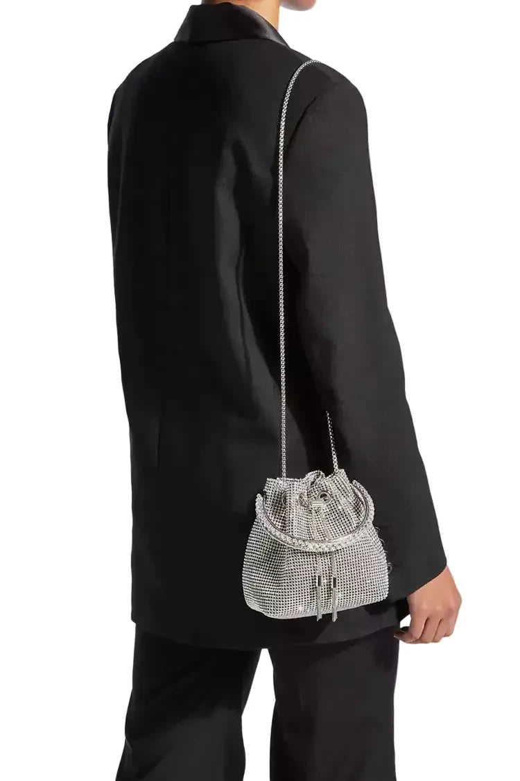 DALIA - Silver Crystal Embellished Bucket Bag