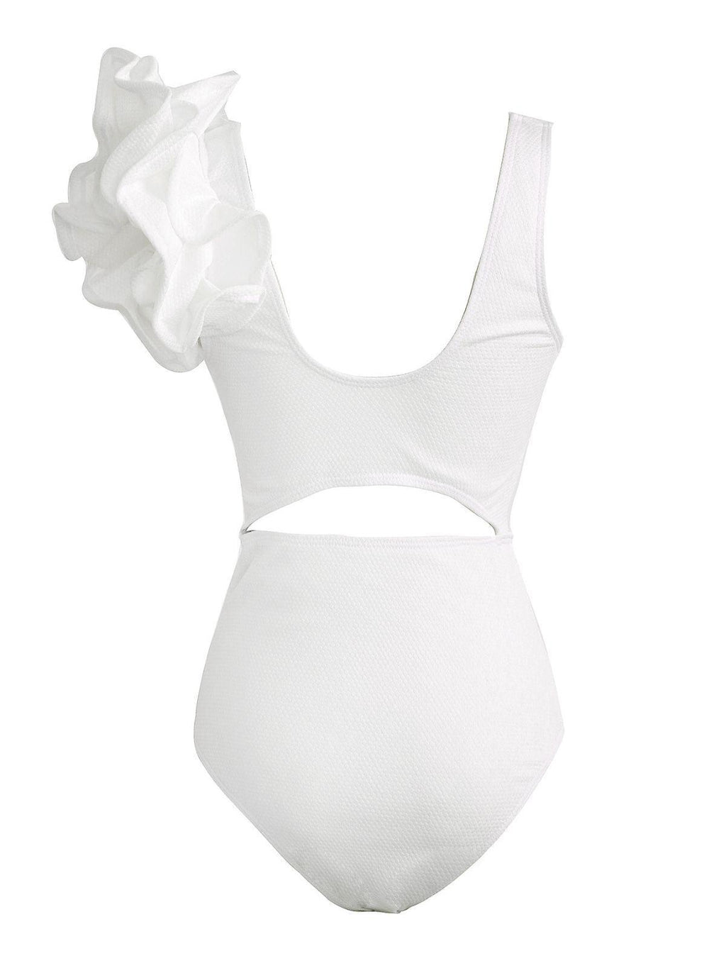 DALIA -  Ruffle Cutout One Piece Swimsuit - White