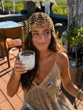 DALIA - Sequin Head Scarf - Brown