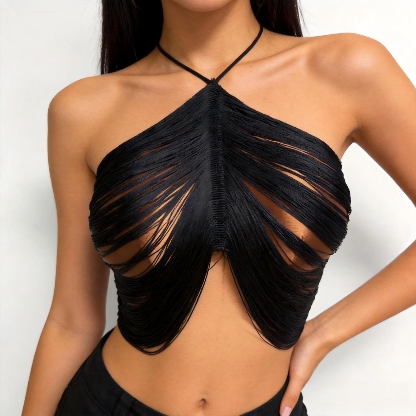 DALIA - Festival Fringe Top - Black