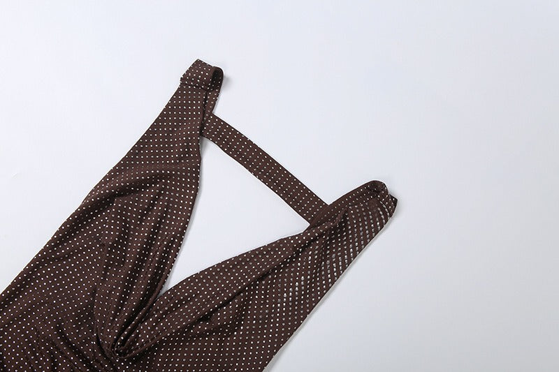 DALIA - Rhinestone Maxi Dress - Brown