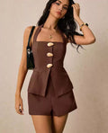 DALIA – Tailored Halter Set - Brown