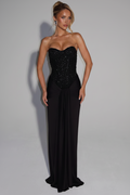 DALIA - Elegant Strapless Evening Gown - Black