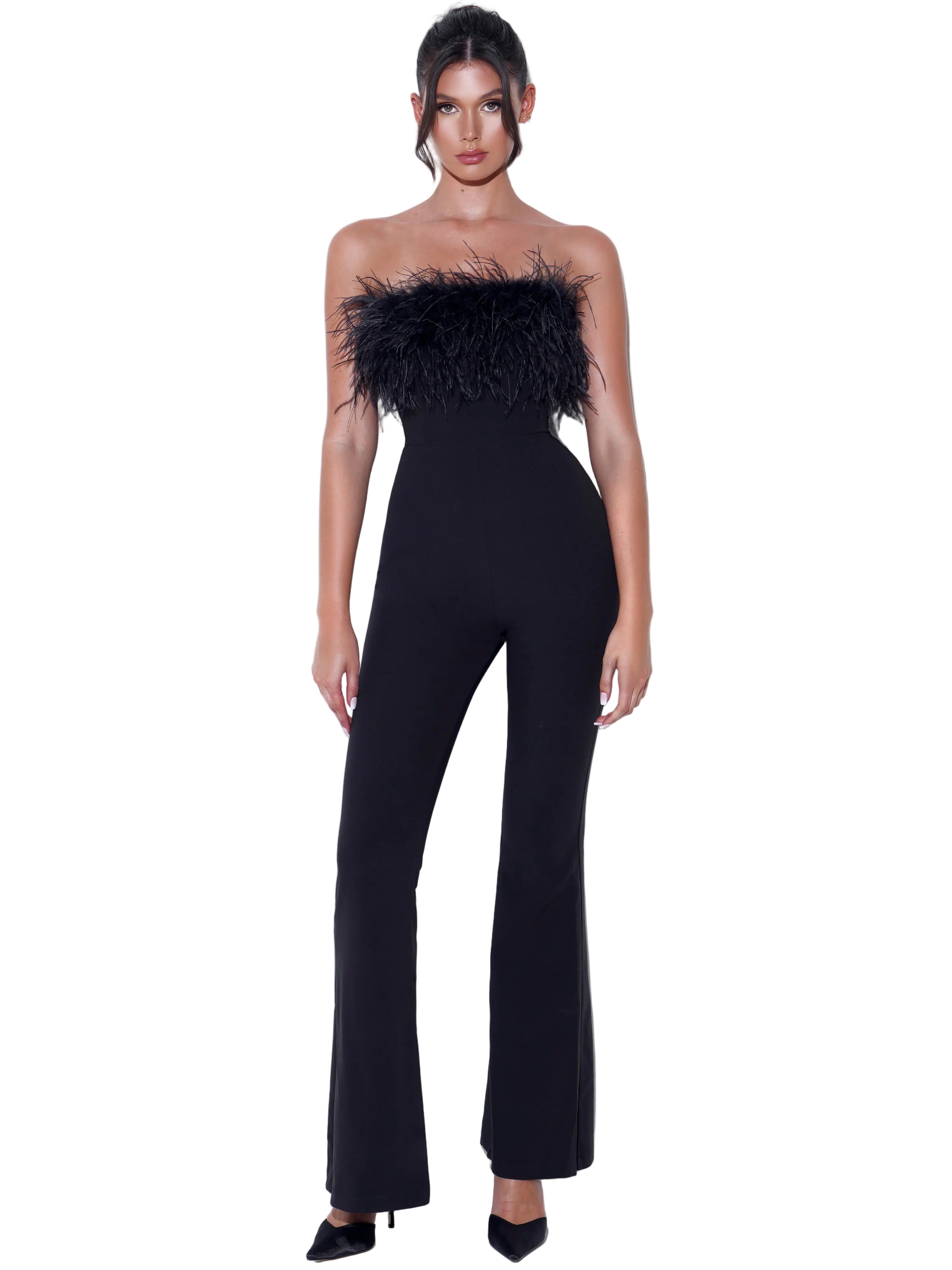 DALIA - Bandeau Feather Bandage Jumpsuit