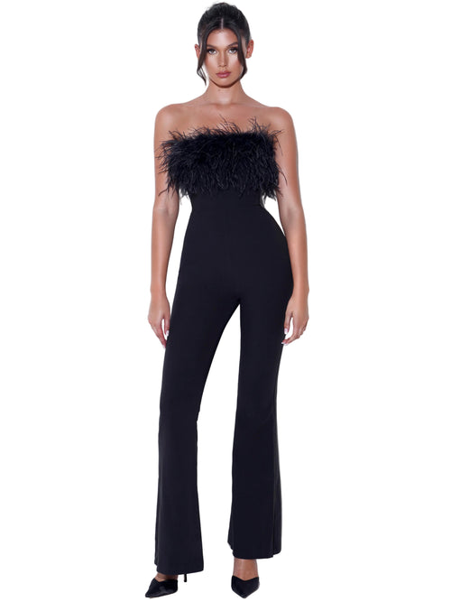 DALIA - Bandeau Feather Bandage Jumpsuit