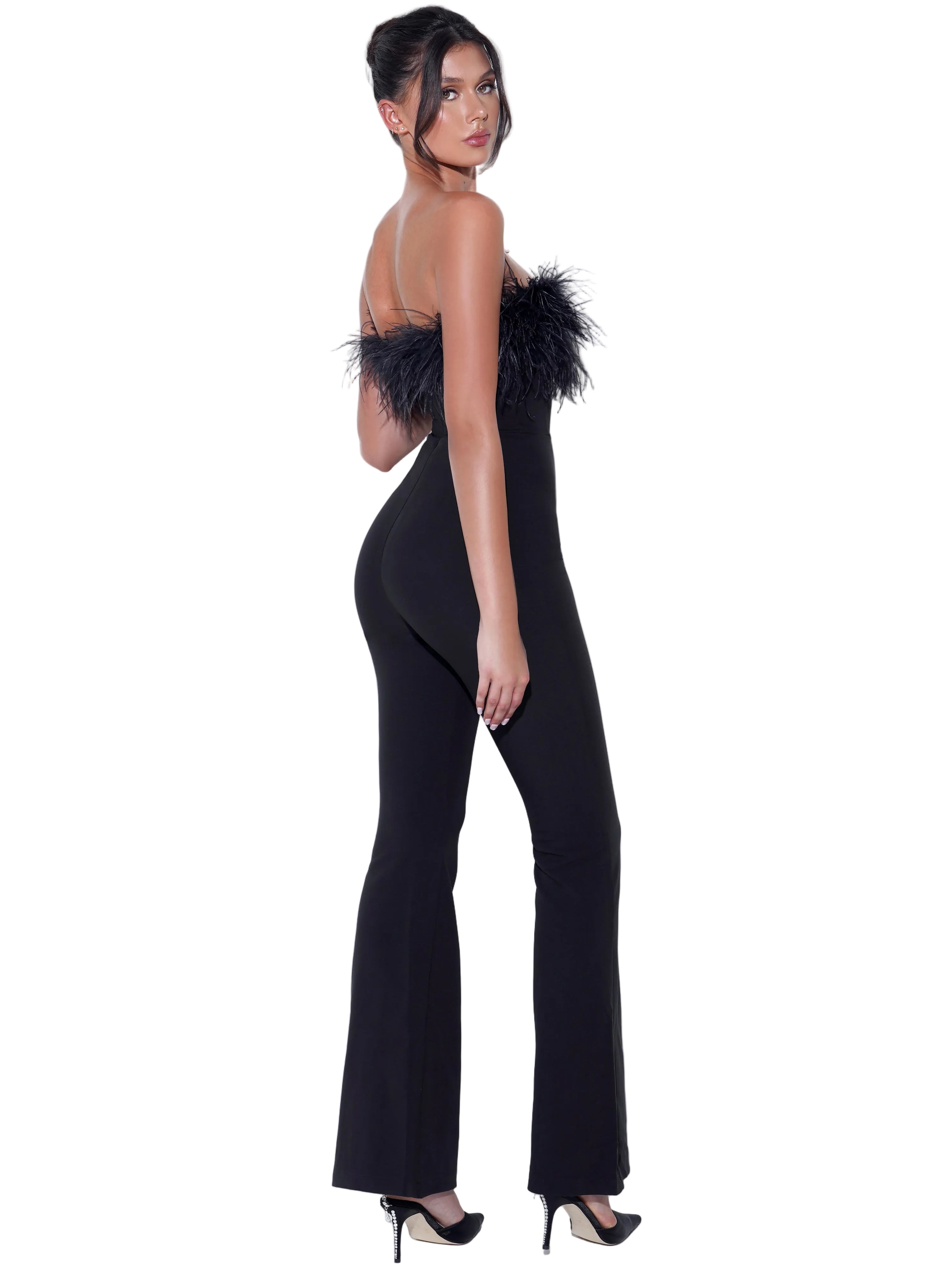 DALIA - Bandeau Feather Bandage Jumpsuit