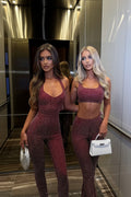 DALIA - Diamanté Jumpsuit - Cherry