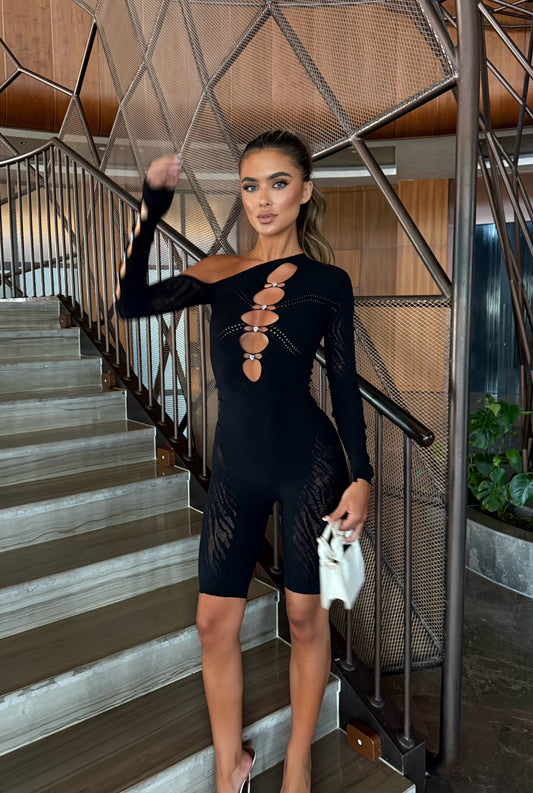 DALIA - Cut Out Playsuit - Black