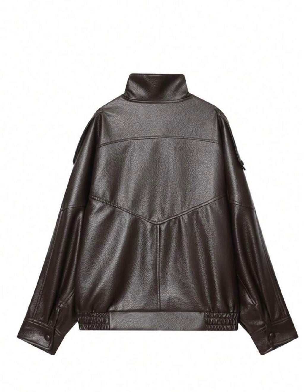 DALIA – Oversized PU Leather Jacket - Brown