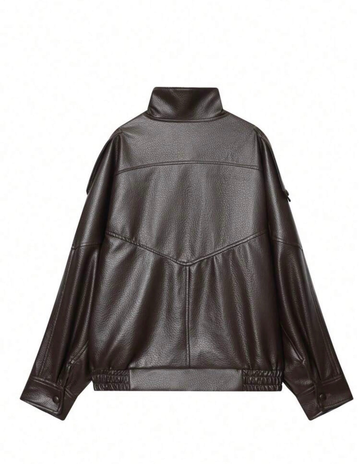 DALIA – Oversized PU Leather Jacket - Brown