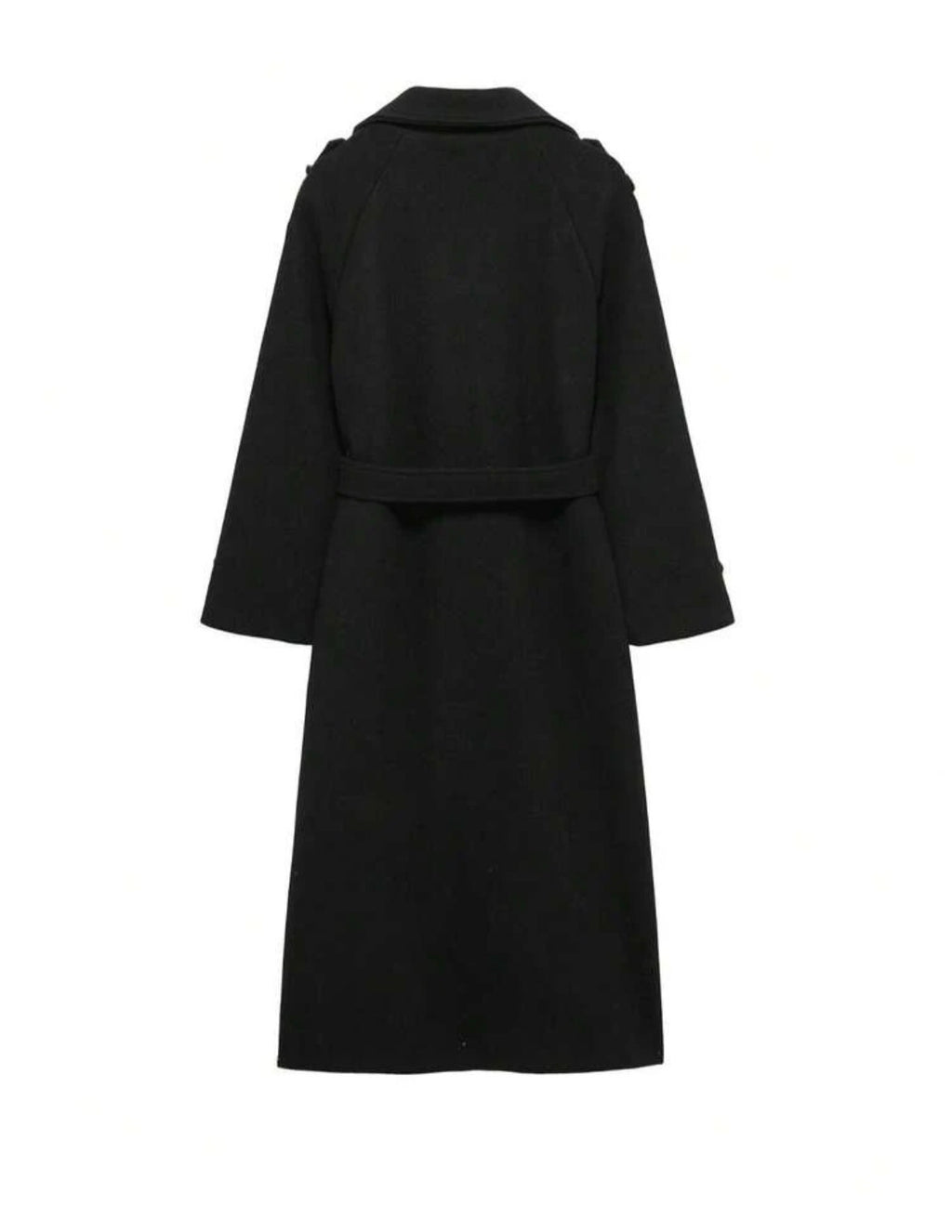 DALIA – Classic Belted Long Coat – Black