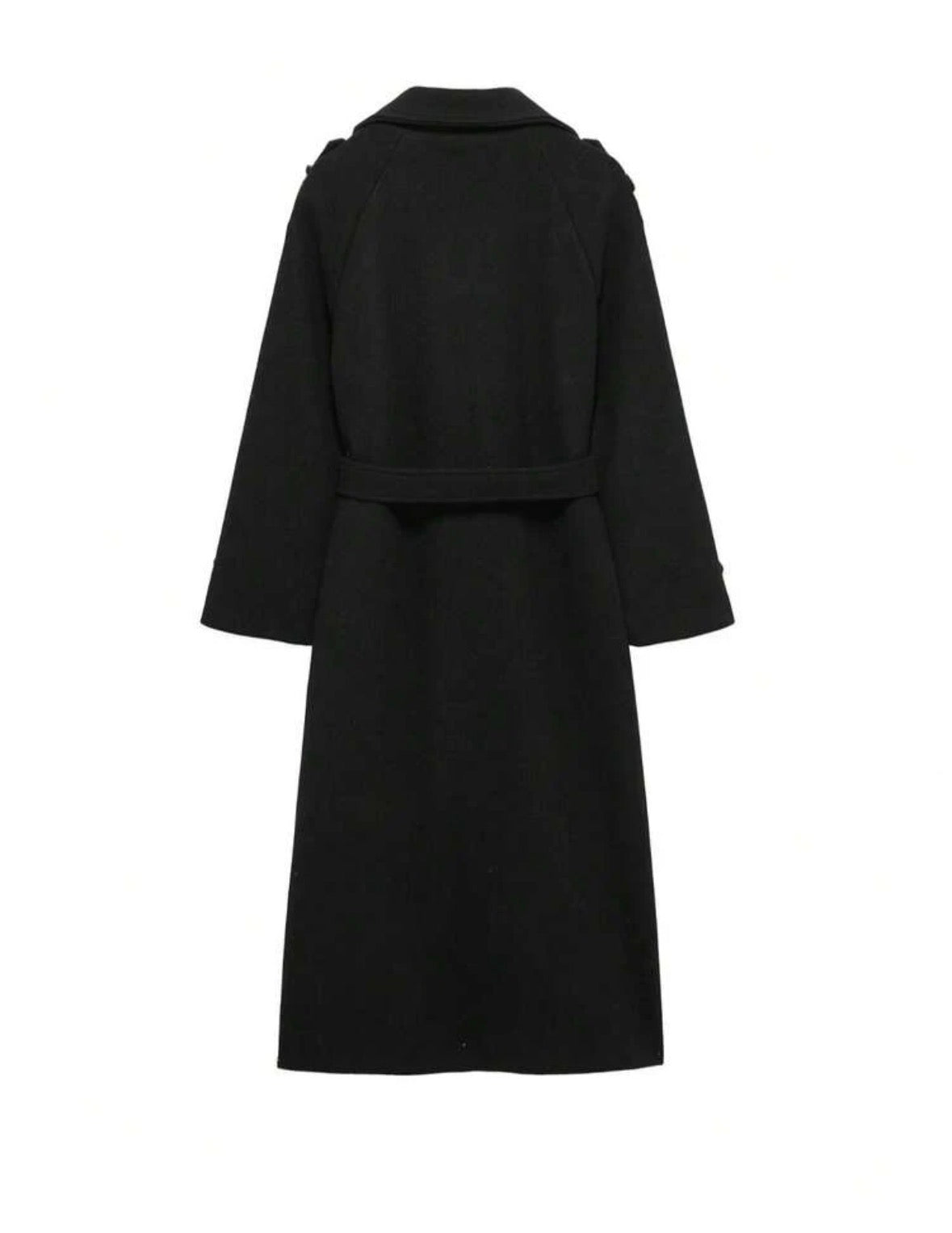 DALIA – Classic Belted Long Coat – Black