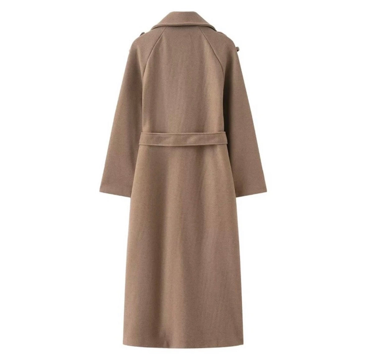 DALIA – Classic Belted Long Coat – Brown