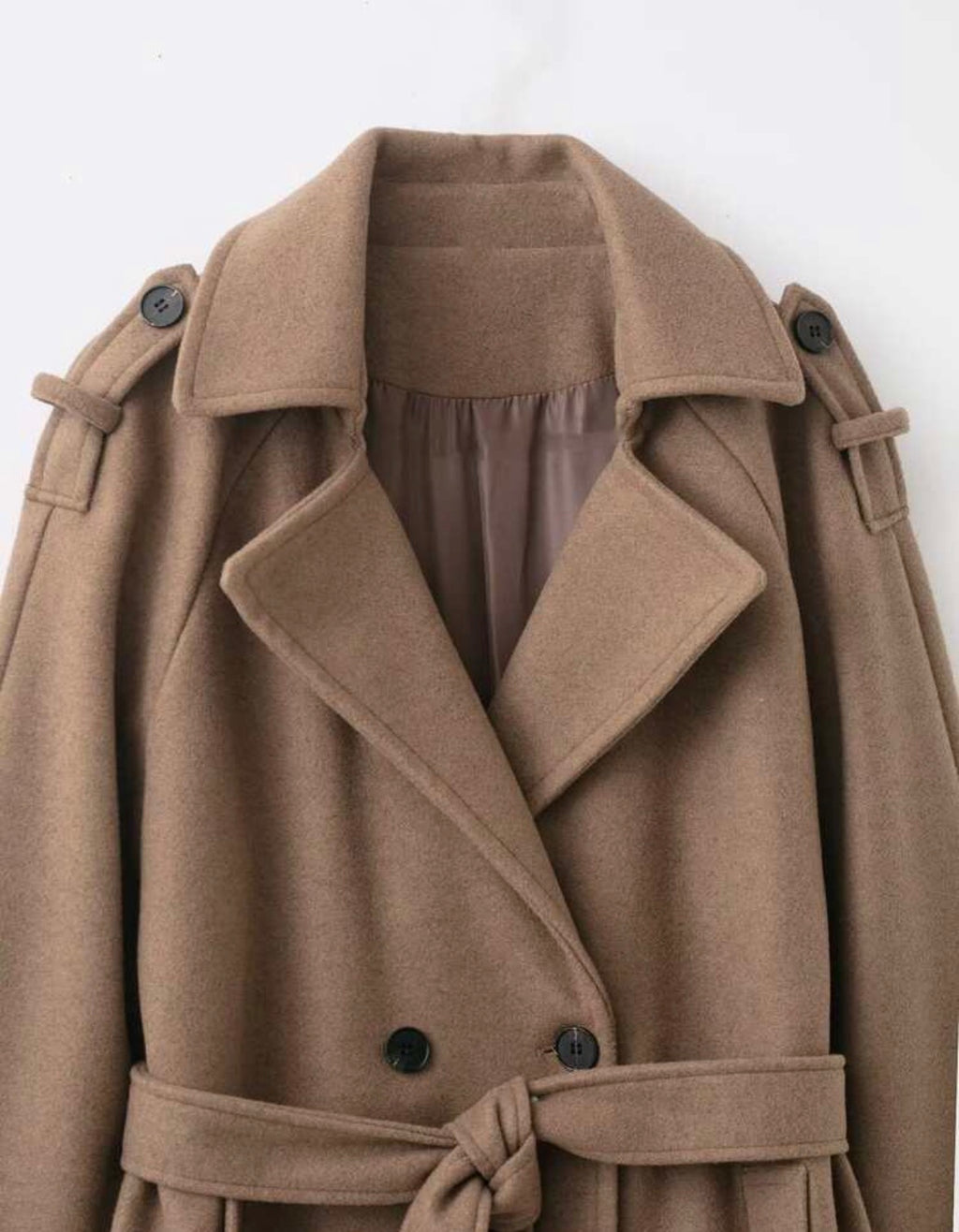 DALIA – Classic Belted Long Coat – Brown