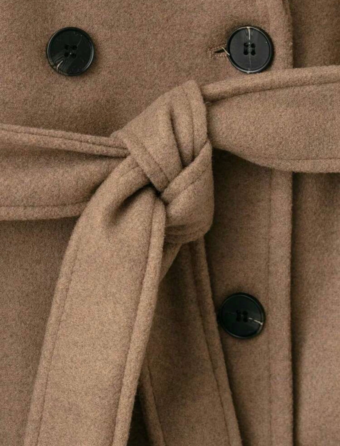 DALIA – Classic Belted Long Coat – Brown
