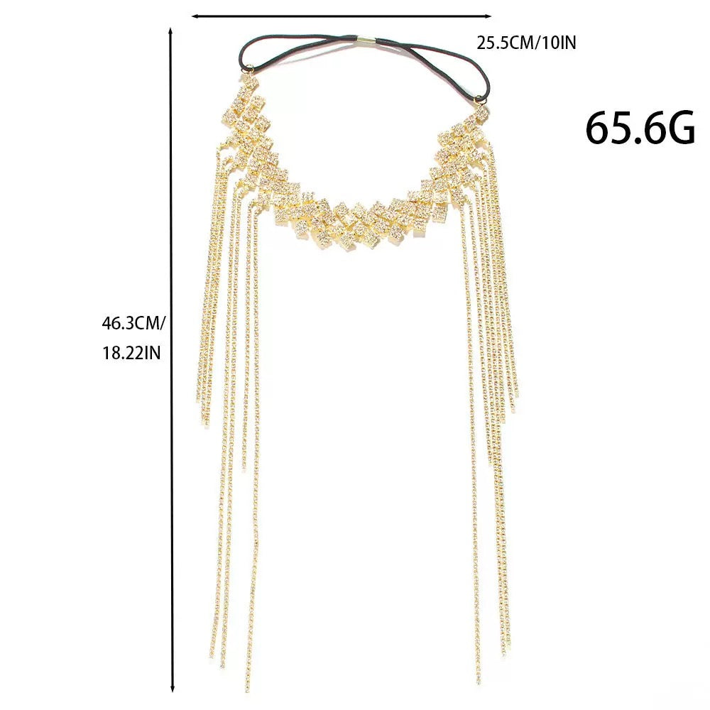 DALIA - Crystal Fringe Headband - Gold