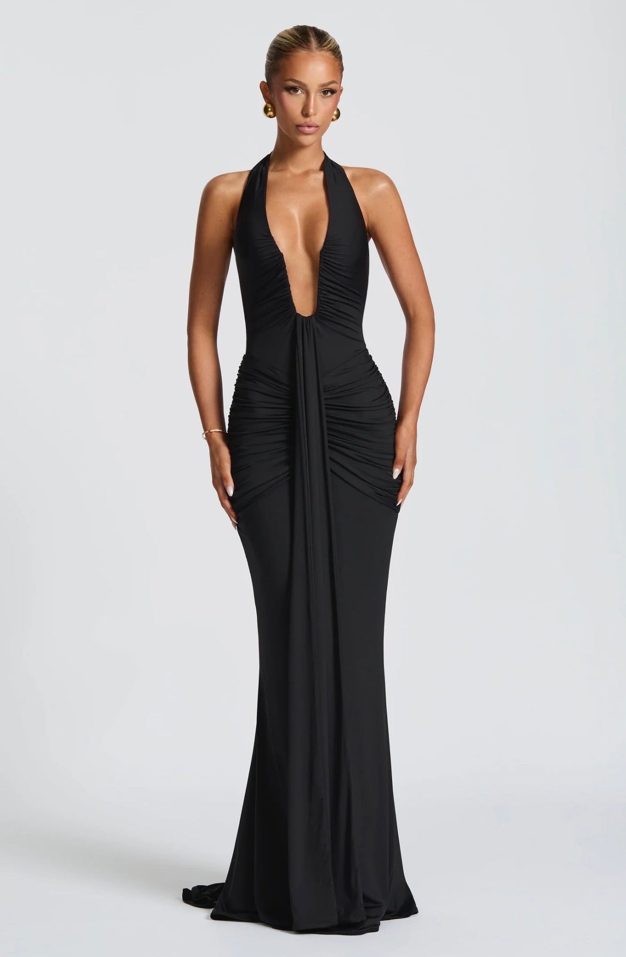 DALIA - Chic Long V-Cut Dress