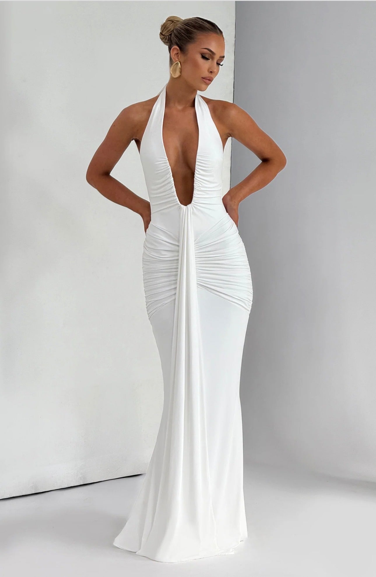 DALIA - Chic Long V-Cut Dress