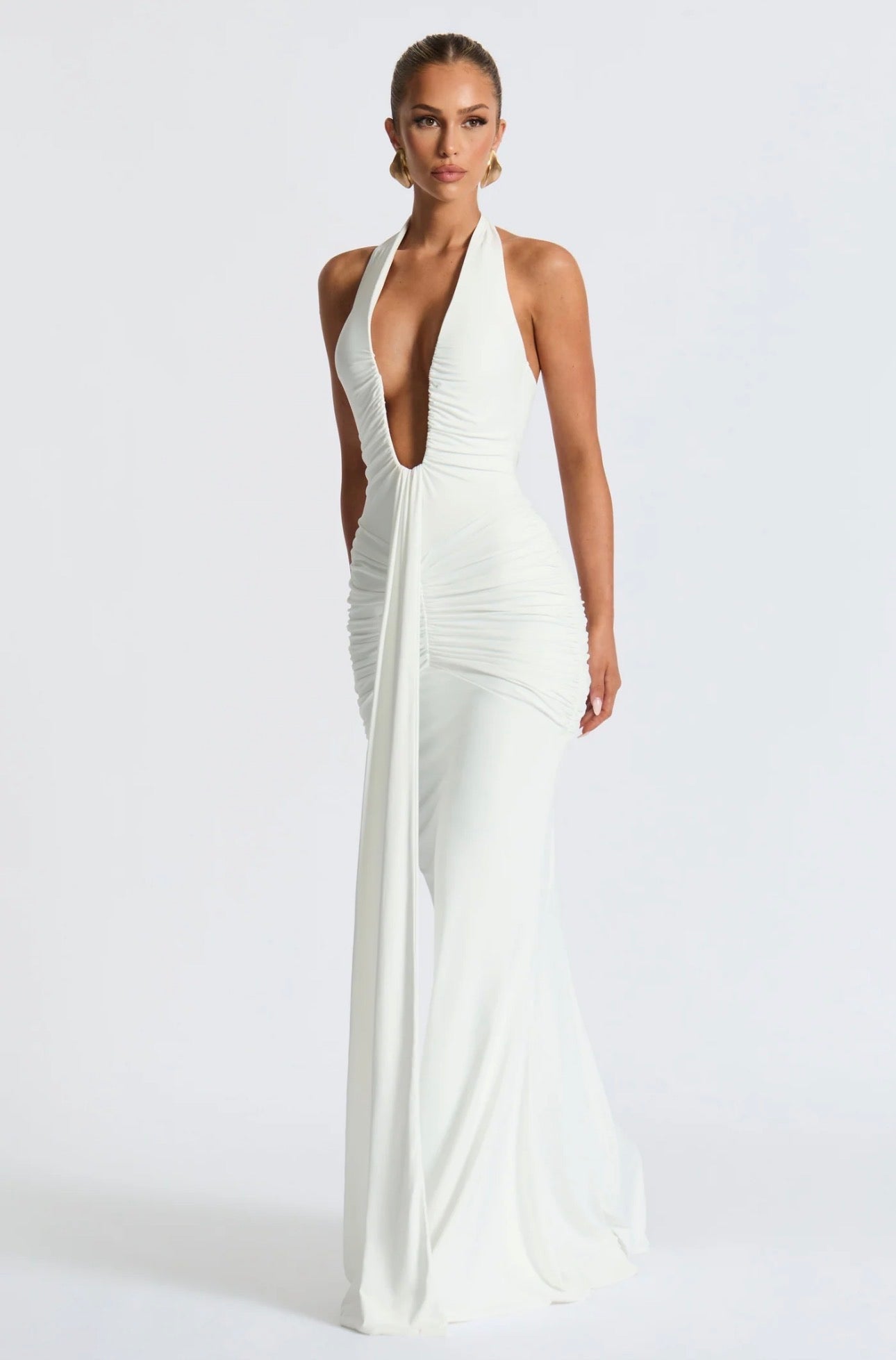 DALIA - Chic Long V-Cut Dress