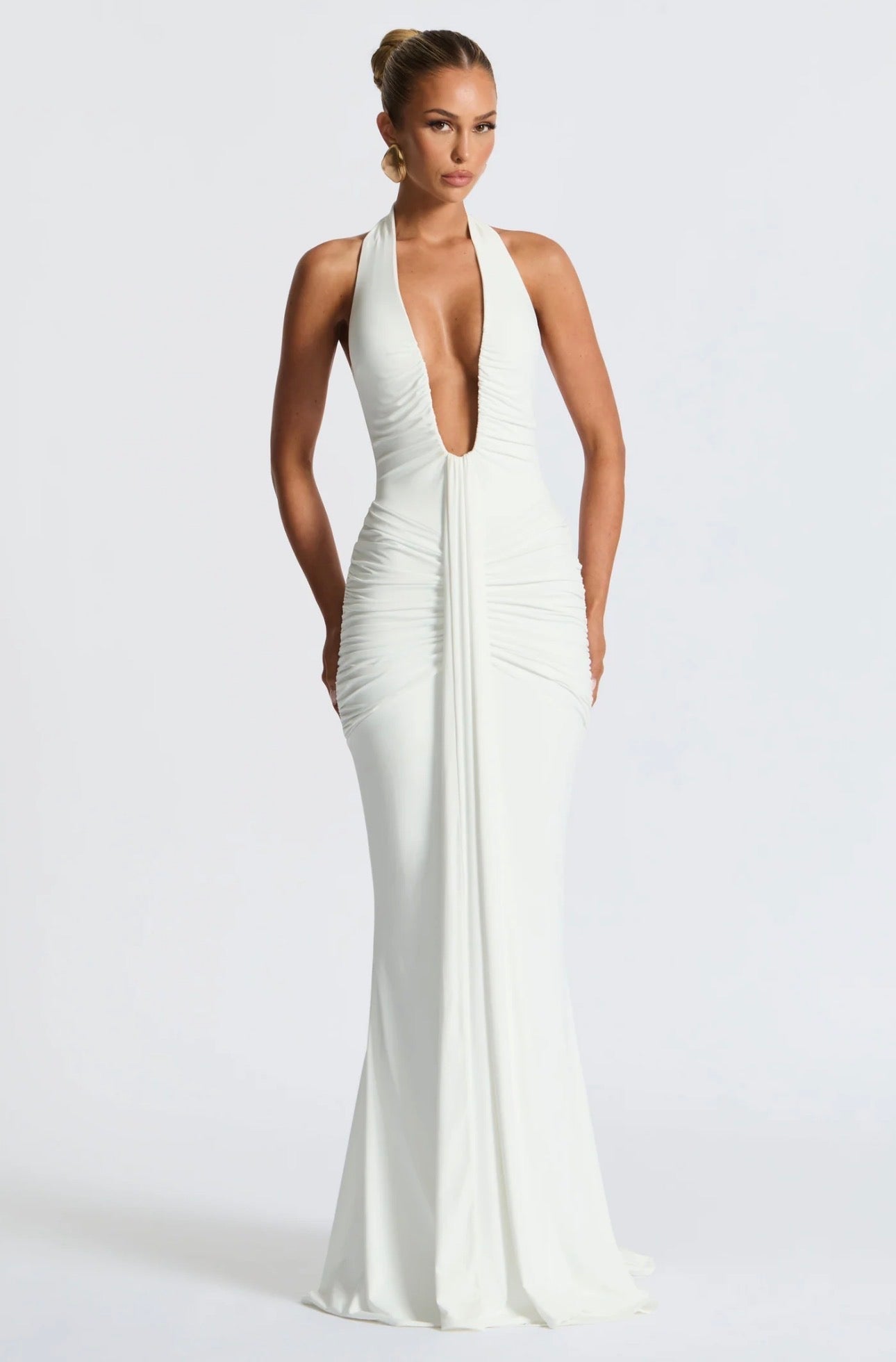 DALIA - Chic Long V-Cut Dress