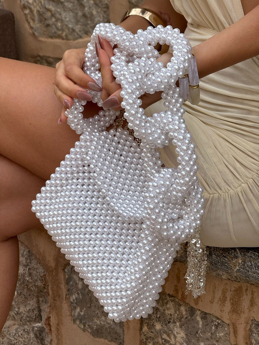 DALIA - Beaded Bag - White