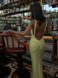 DALIA - Rhinestone Maxi Dress - Yellow