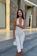 DALIA - Lace Capri Jumpsuit - White