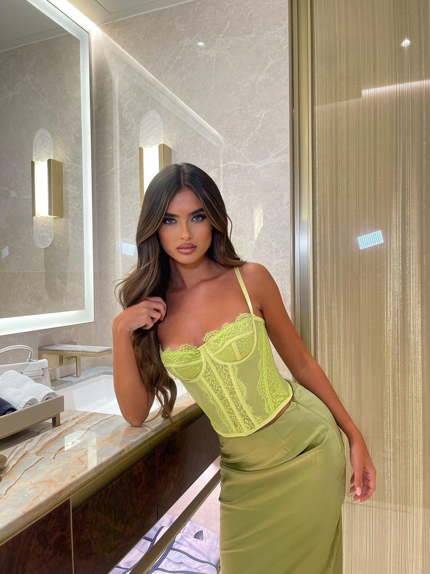 DALIA - Satin Skirt - Green