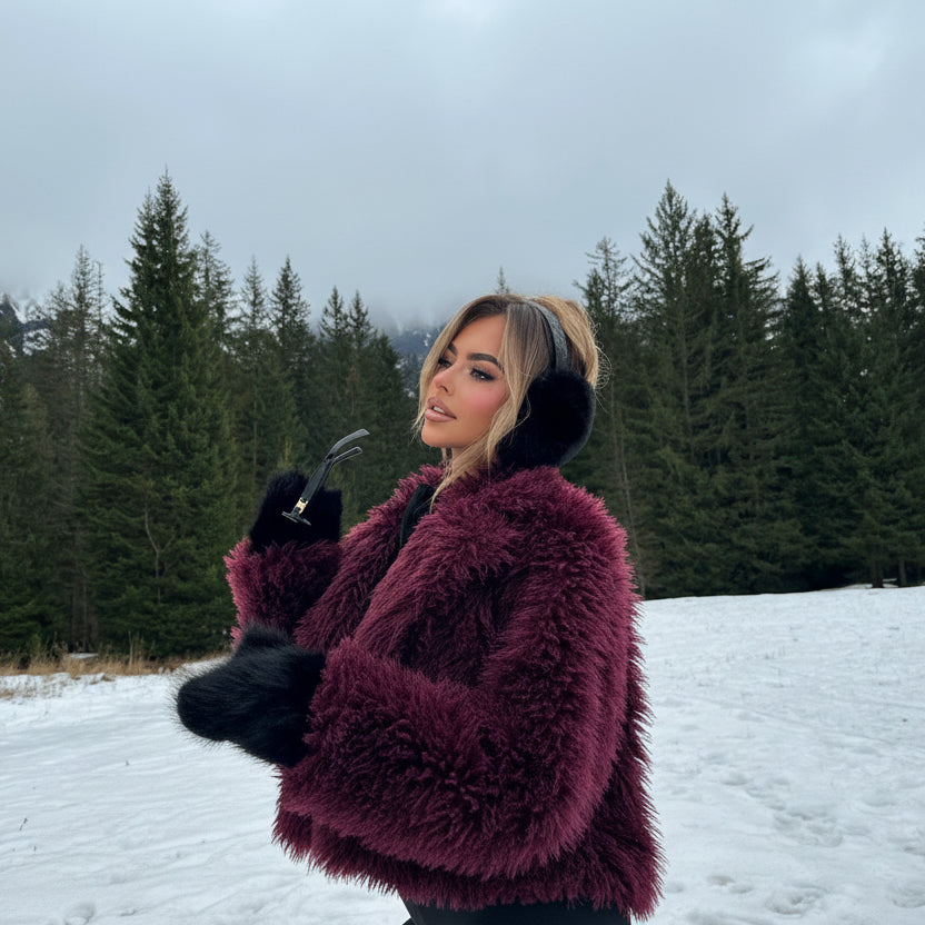 DALIA - Faux Fur Coat - Cherry