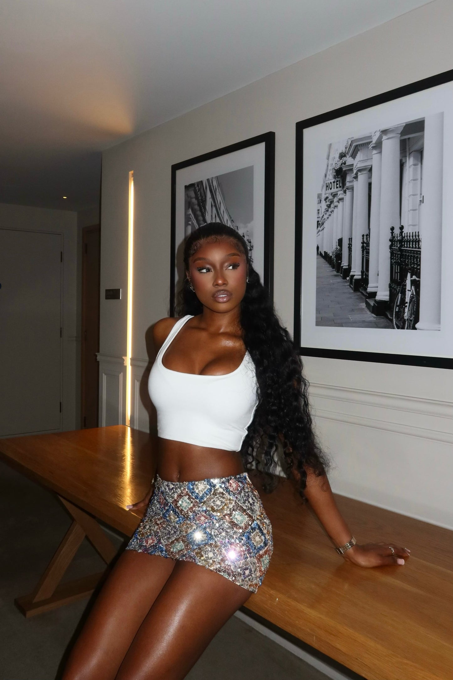 DALIA - Sequin Skirt - Silver