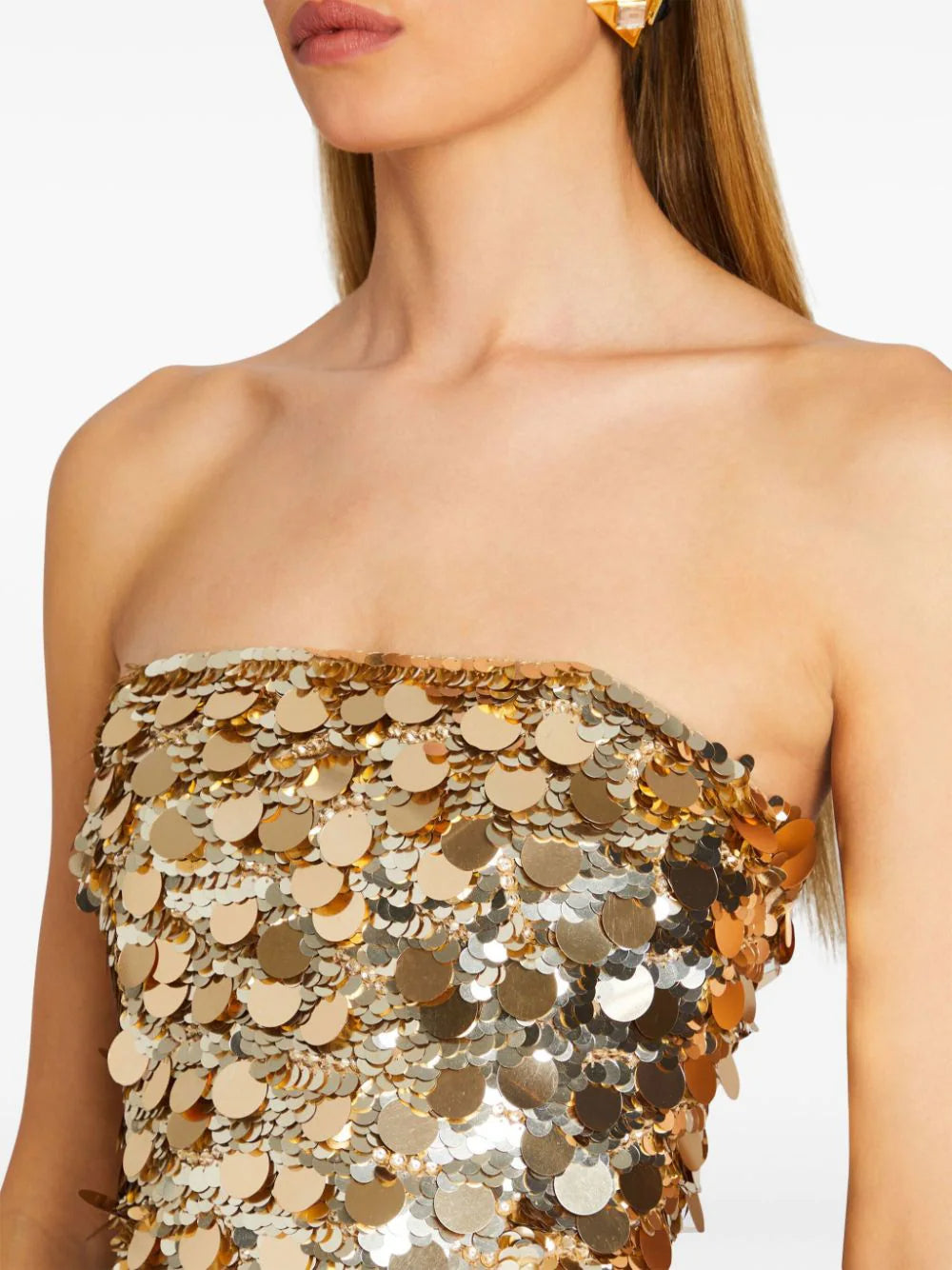 DALIA - Gouden strapless minijurk met pailletten 
