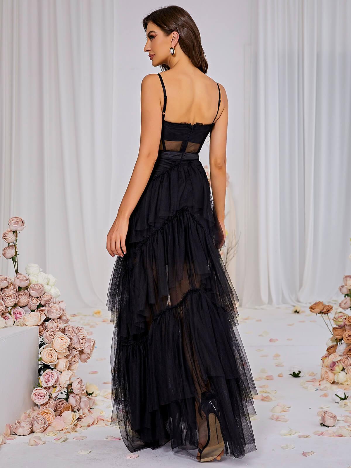 DALIA - Mesh Maxi Dress - Black