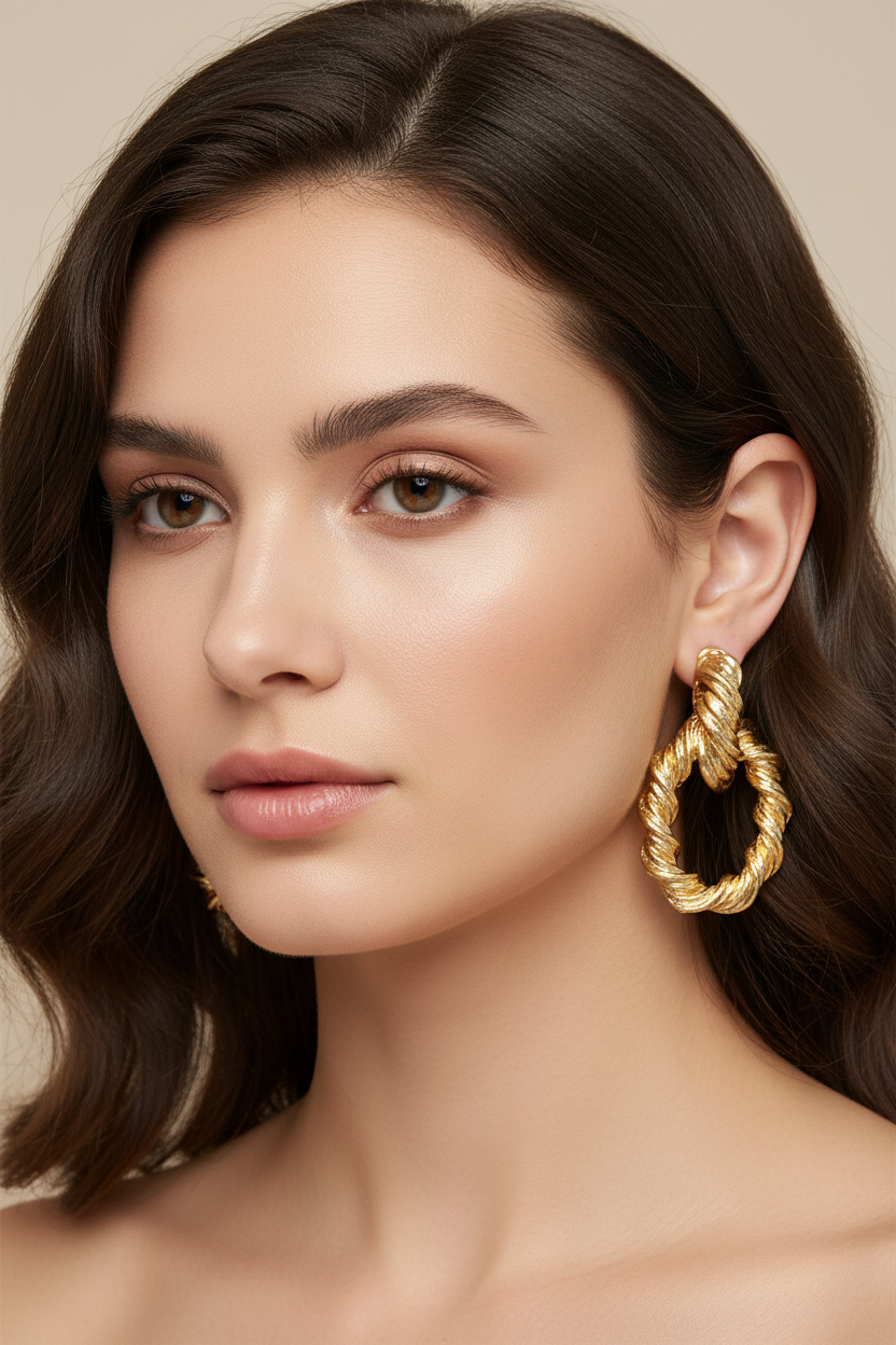 DALIA - Złote kolczyki Grain Spiral