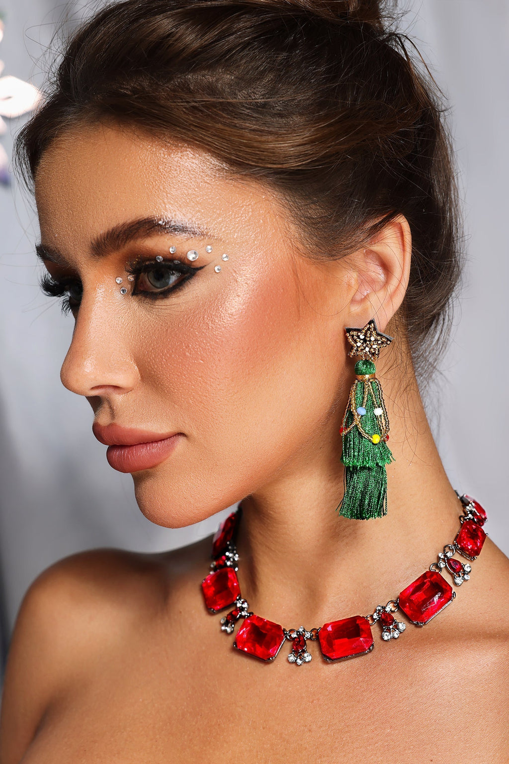 DALIA - Green Star Tassel Earrings