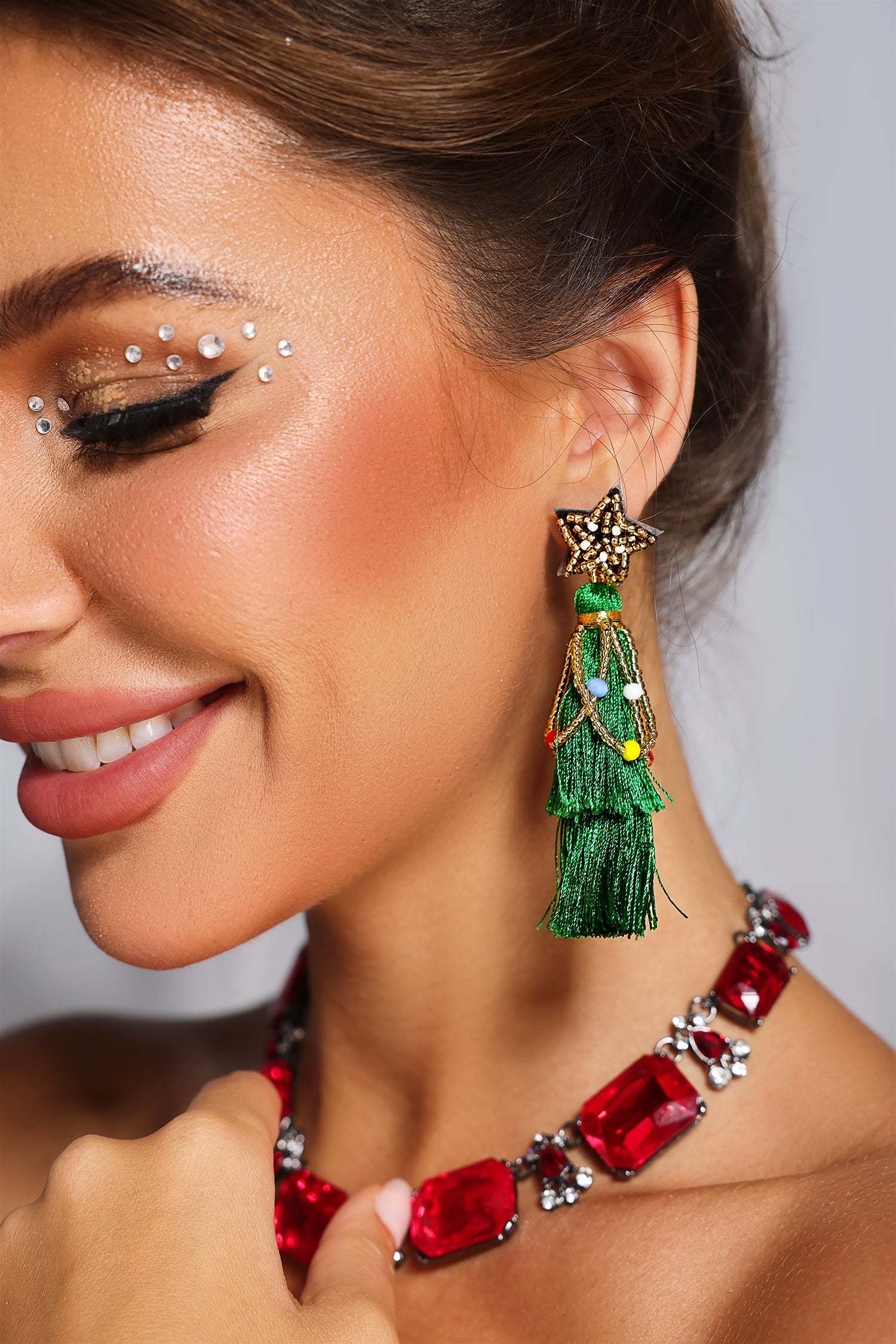 DALIA - Green Star Tassel Earrings