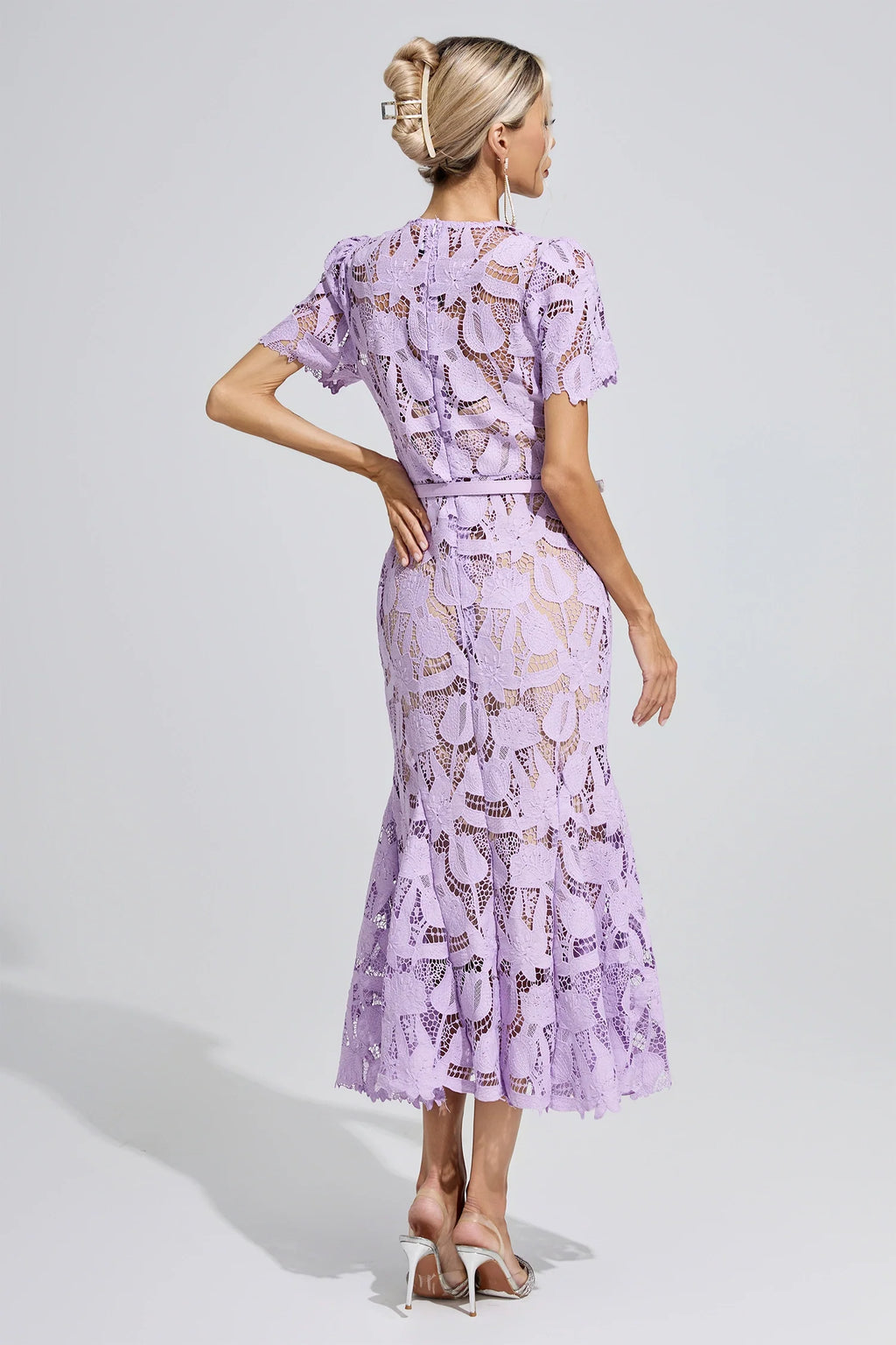 DALIA - Lace Mermaid Maxi Dress - Purple