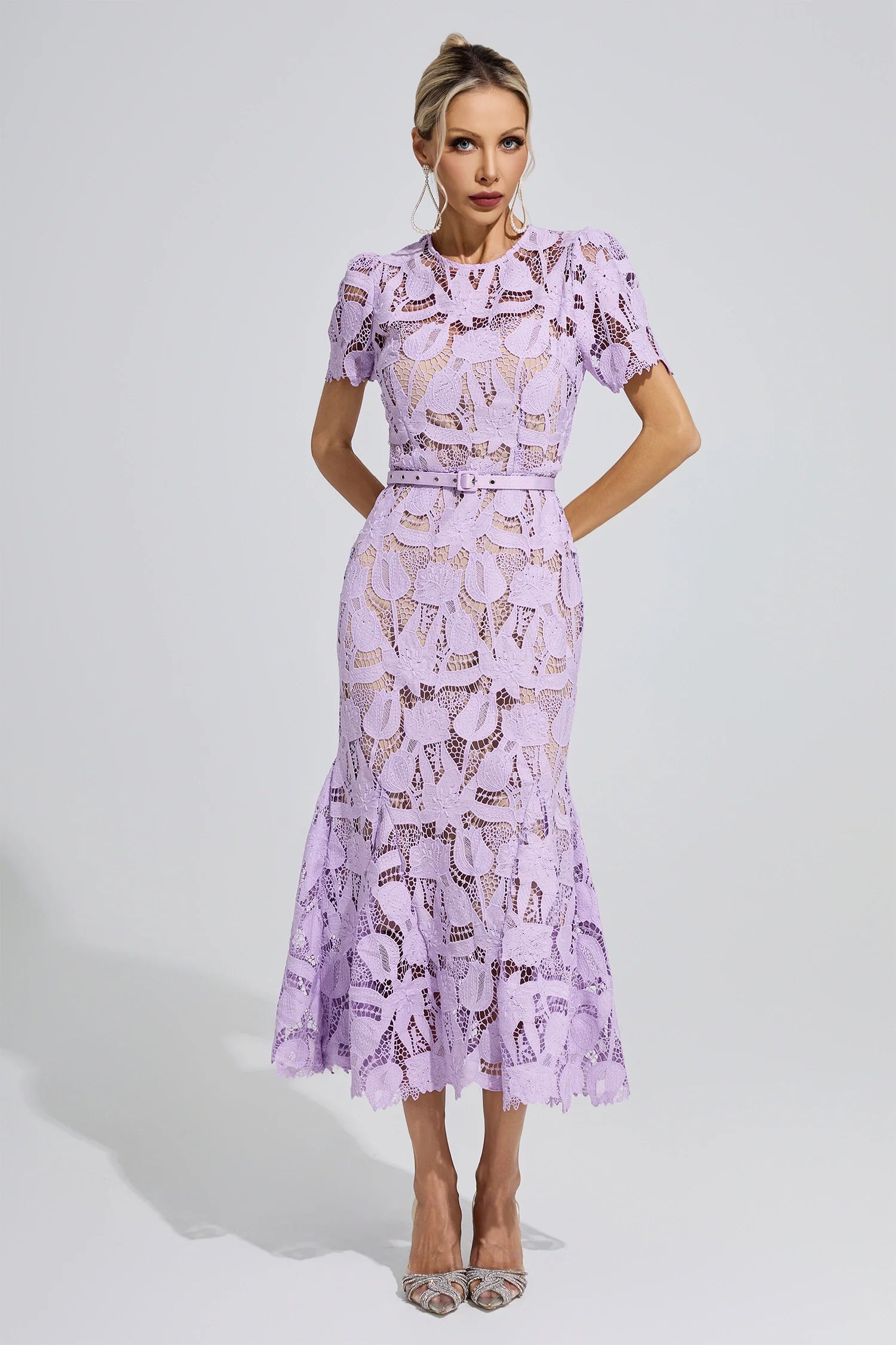DALIA - Lace Mermaid Maxi Dress - Purple