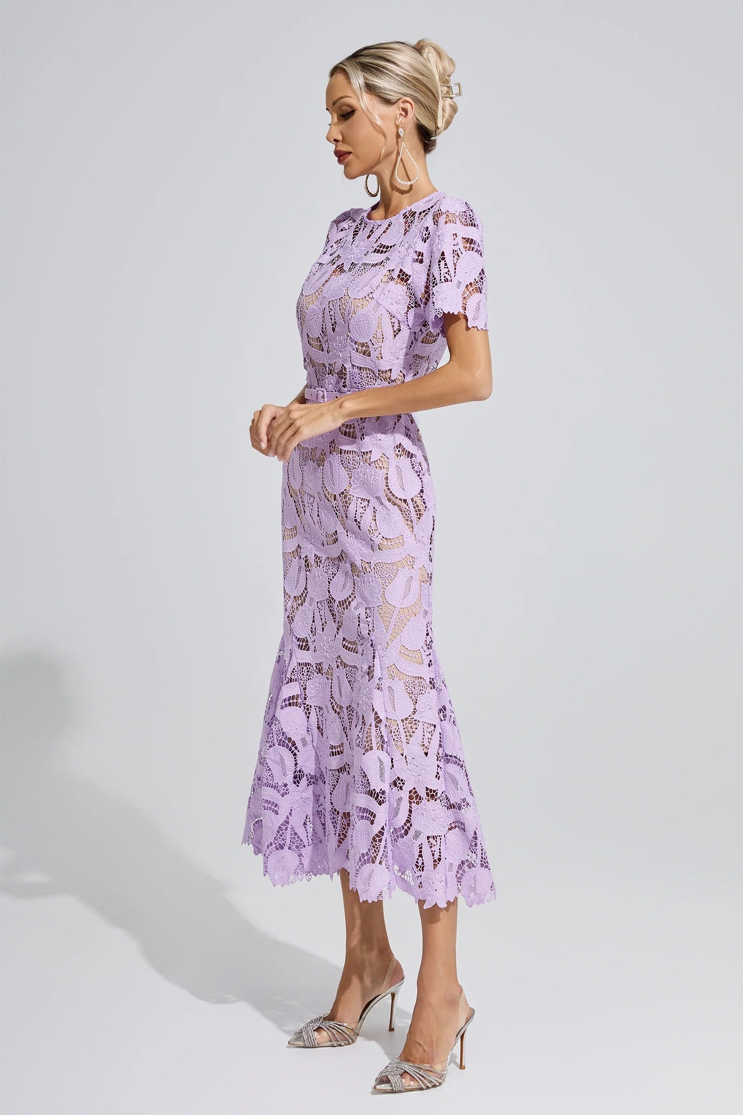 DALIA - Lace Mermaid Maxi Dress - Purple