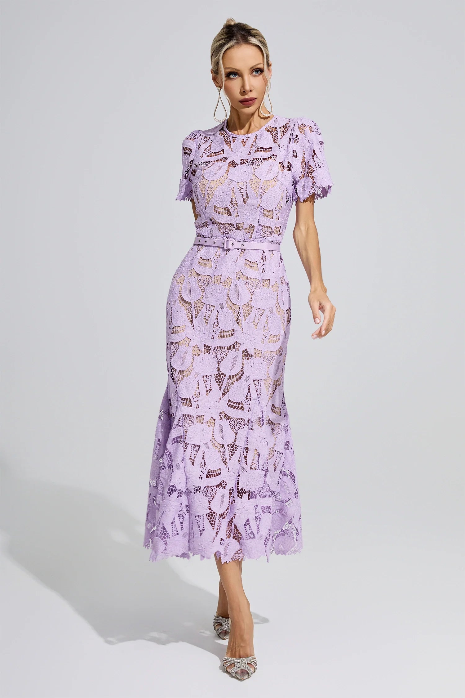 DALIA - Lace Mermaid Maxi Dress - Purple
